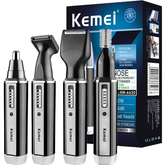 KEMEI 4in1 Rechargeable Nose Trimmer Beard Trimmer for Men Ear Eyebrow Nose Hair Trimmer for Nose and Ear Hair Removal Clean Machine