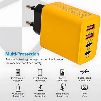 PREVUE 4 Ports USB C PD Charger Quick Charge