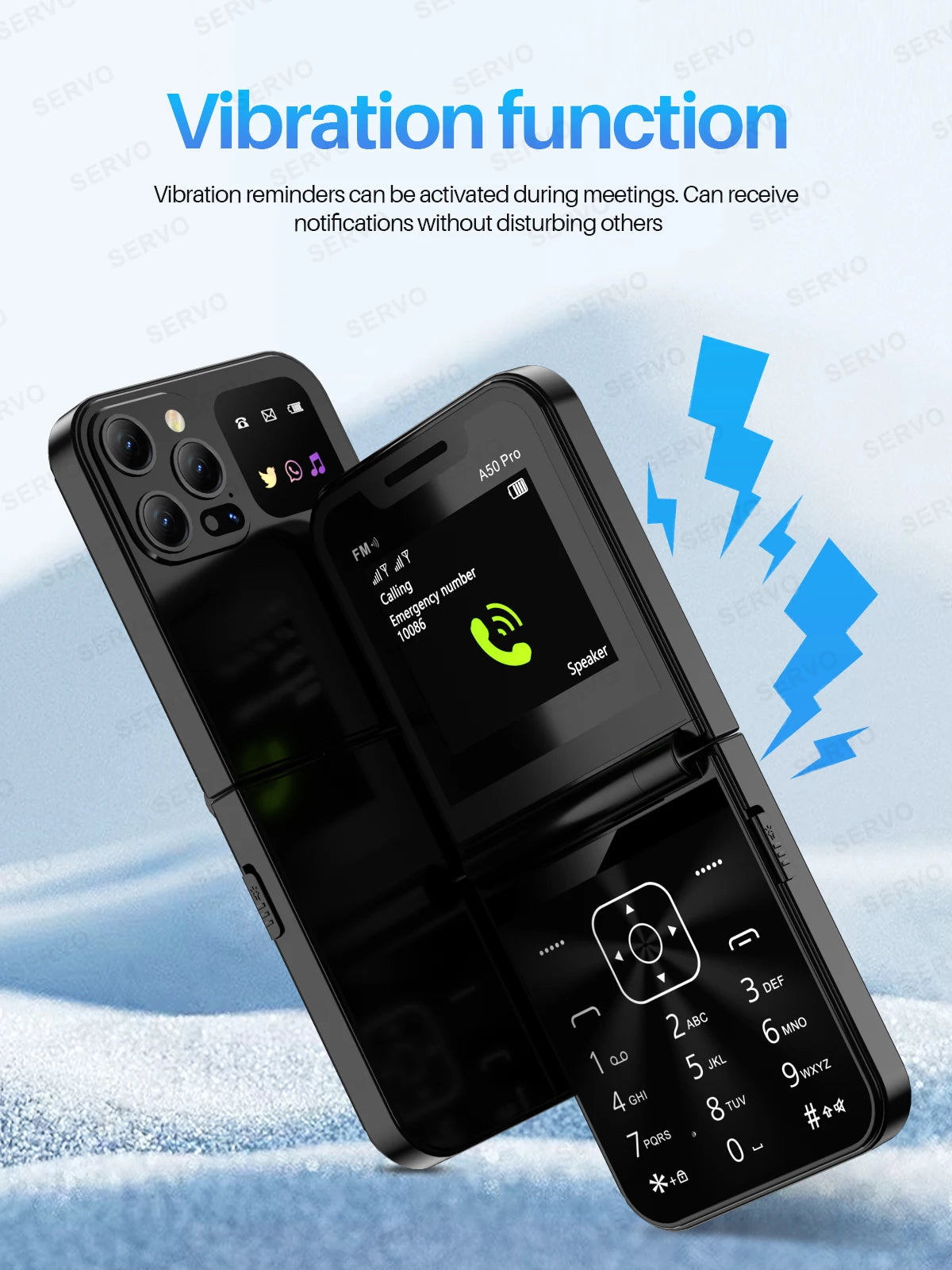 SERVO A50 Pro Flip Phone Dual SIM Card